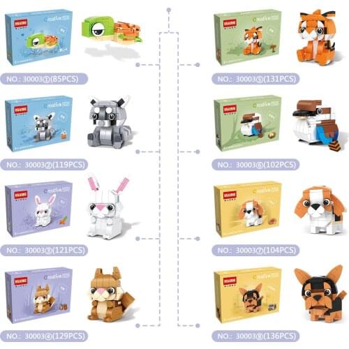 HSANHE Building Blocks Assembled Creative Animal Series Turtle Rabbit Squirrel Raccoon Kookaburra Beagle Brickheadz for Gifts