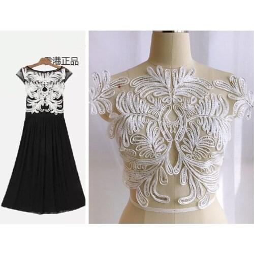 Lace embroidery patches Sequins LACE decals flower patch Applique for DIY Wedding dress 1order=1pc