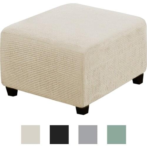 Polyester Ottoman Covers Jacquard Square Ottoman Slipcover Storage Footrest Cover Small Checks Jacquard Fabric
