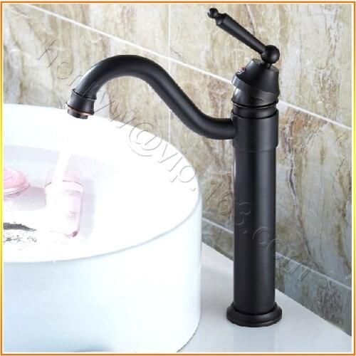 L16355 - Luxury Single Lever Deck Mounted Brass Blackened Basin Faucet