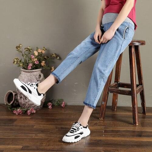 2020 Summer Plus Size Pregnancy Jean Denim Pants Legs Manterity Clothes Pregnancy Pants Loose Elastic Waist Straight