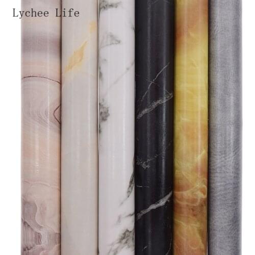 Lychee Life A4 Stone Printed Faux Synthetic PU Leather Sheets Fabric For Sofa Bags Home Decoration