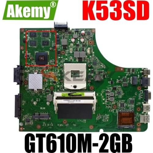 AKEMY K53SD Laptop Motherboard For ASUS K53SD K53S Original Mainboard GT610M-2GB