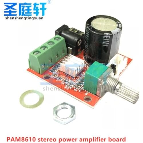 Mini Hi-Fi Stereo Audio Amplifier Board PAM8610, 12V, 2X10W, Dual Channel Class D Module