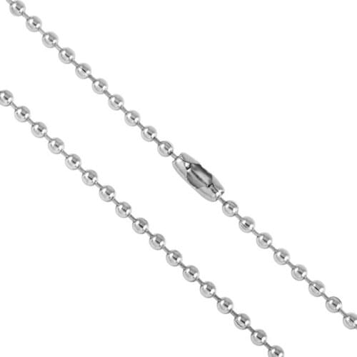 MJC0021 Stainless Steel Dog Tag Bead Chain Necklace 2.0MM 20" Adjustable