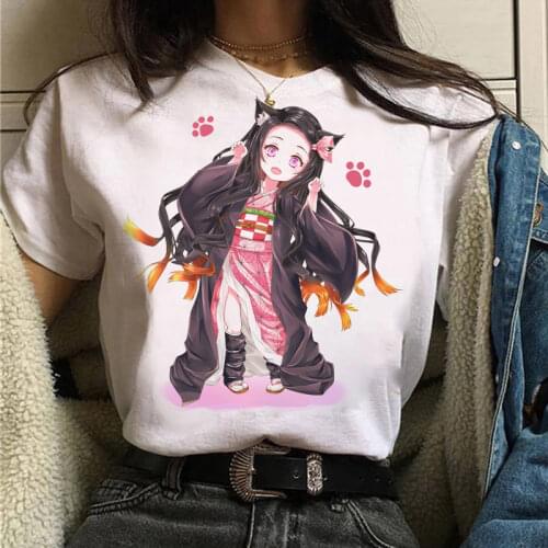 Fashion Japanese Anime Demon Slayer T Shirt Women Short Sleeve Kawaii Graphic Tees Printed Unisex Tops Funny Tshirt