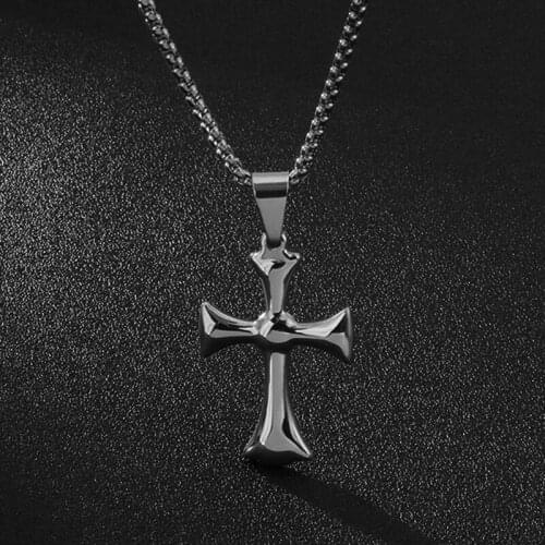 HaoYi Stainless Steel Gold Sivel Cross Chain Necklace For Men Women Minimalist Simple Cross Prayer Choker Necklace Jewelry