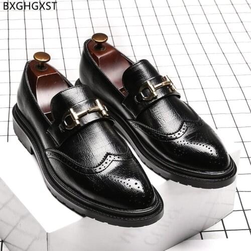 Black Brogues Men Dress Shoes Leather Luxury Designer Shoes Men High Quality Elegant Suit Shoes for Men 2021 Chaussure De Homme