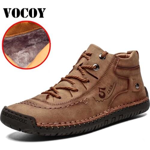 Mens Winter Casual Leather Boots Waterproof Snow Moccasins Outdoor Ankle Lightweight Walk Comfortable Sneakers Breathable Shoes