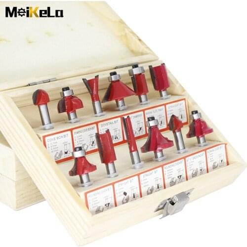 MeiKeLa 12Pcs/15Pcs Planer set decoration straight milling cutter woodworking drill bit carbide cutting woodworking finishing