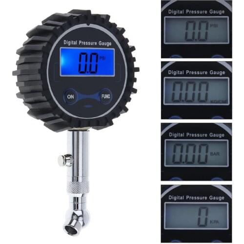 Portable Precision Electronic Digital Tire Gauge Meter Tester with Short Pressure Measuring Valve and Night Vision for Car Tyre