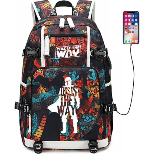 Star Wars Backpack USB Charging LaptopTravel Backpack The Mandalorian For Teenagers Waterproof Laptop School Bag Mochilas