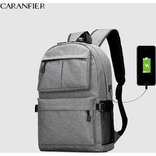 CARANFIER USB Unisex Design Backpack Book Bags School Backpack Casual Rucksack Daypack Oxford Canvas Laptop Fashion Backpacks