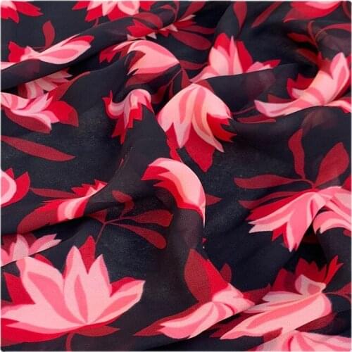 Width 49" Fashion Draping Pure cotton Printed Chiffon Fabric By The Half Yard For Dress Shirt Hanfu Material