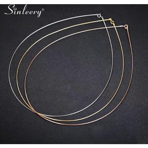 SINLEERY Simply Fashion Rose Gold Silver Color Choker Collar For Women Girls Can Match Most Pendants XL077 SSO