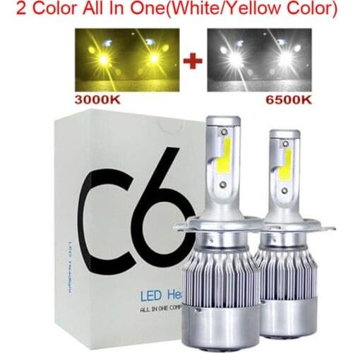 Muxall 2Color LED Auto Car Headlight Bulbs H4 H7 H11 H8 HB4 H1 H3 HB3 72W 8000LM Car Styling 6500K 4300K 8000K led Automotivo