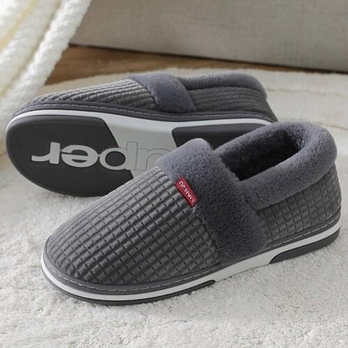 Men Cotton slippers home winter warm thick soled furry slippers Ladies Warm Plush Indoor Shoes Male 2021 new Plus size 50/51