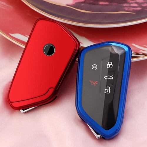 TPU Car Key Case Cover FOB for VW Volkswagen Golf 8 Mk8 2020 Skoda Smart Keyless Remote Control Keychain Cases