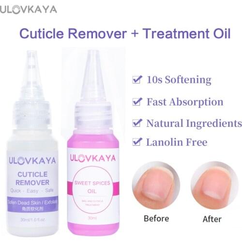 ULOVKAYA 2 Pcs/Set Nail Cuticle Dead Skin Remover Oil Softener Liquid Nail Care Treatment 30ml For Nail Repair Skin Protector