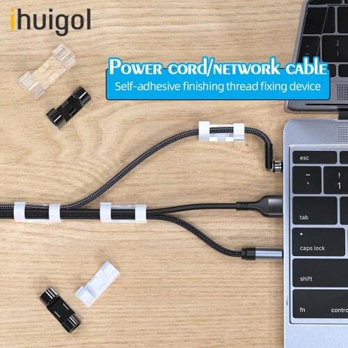 Ihuigol 20pc Cable Organize Mini ABS Wire Winder Desktop Workstation Cables Management Clips For Keyboard Mouse Cables Protector