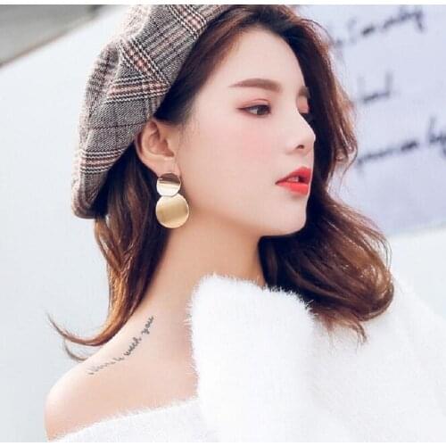 Bohemian Geometric Gold Color Ginkgo biloba Leaf Shape Drop Earrings for Women Statement Earring Jewelry Accessories Punk