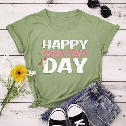 ValentineS Day Print T-shirts Women Summer 2021 Graphic Tees Funny Shirts For woman tshirts Crew Neck Tops TX10006