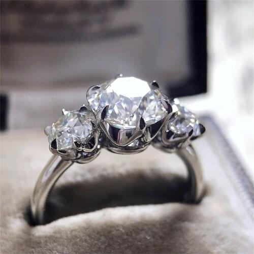 Women Rings Silver Plated Claw Set Cubic Zirconia Rings Banquet Couple Wedding Rings Gift for Girlfriend Fashion Luxury Jewelry