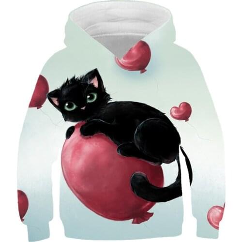 Womens two-piece cat sweatshirt long sleeve 3D hoodie pullover jacket hoodie confidante jacket