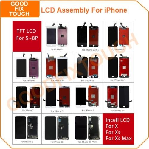 LCD Display For iPhone Xs Max X 8P 7P 8 7 Plus 6sP 6s 6 Plus 6P 5 5s 5sE 5C XsMax LCD Display Touch Screen Digitizer Assmebly