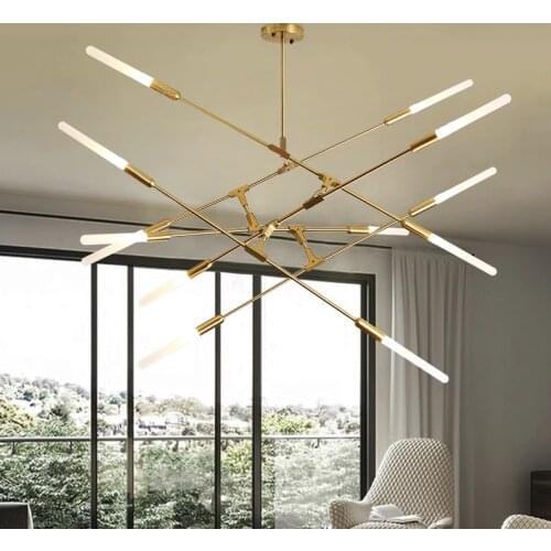 Postmodern LED Golden Chandelier Lighting Nordic Iron Dining room Island Lamps Living Room Restaurant Bedroom Hanging lights