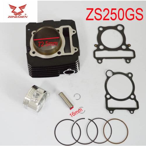 Zongshen zs250gs 250cc motorcycle engine cylinder block piston ring pin LY250 72.5mm bore accessories free shipping