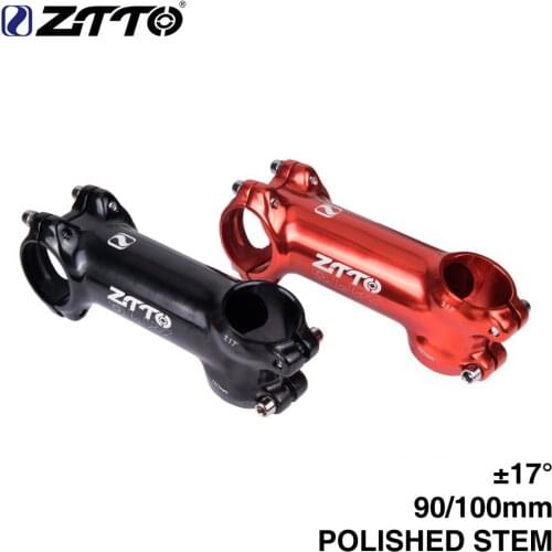 ZTTO Bicycle Parts MTB Road Bike 17 Degree Polished Bicycle Stem 90mm 100mm High Strength Lightweight 31.8mm AL6061