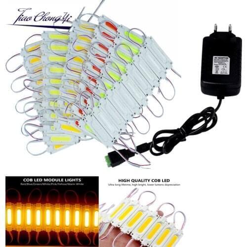 1.5W DC 12V Superbright COB LED Module Light Lamp Injection ABS IP67 Waterproof Red Green Blue White with 12V 2A LED Power