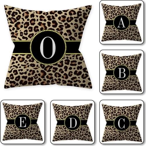 1Pcs Leopard pattern Letter Decorative Polyester Cushion Cover Sofa Home Decor Throw Pillowcase 45*45cm