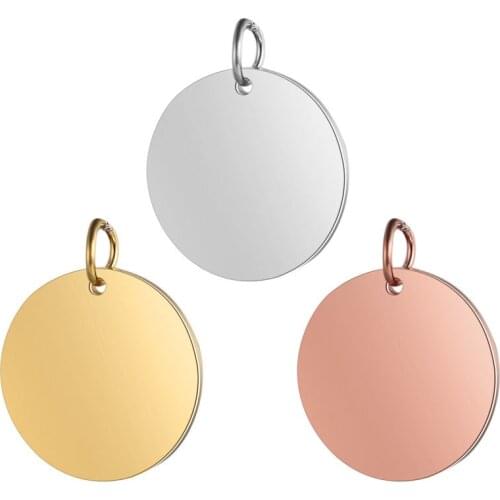Stainless Steel Round Pendant Metal 6-20mm Inner Hole High Mirror Polish Blank Tag Charm Steel/gold/rose Gold Color 10pcs