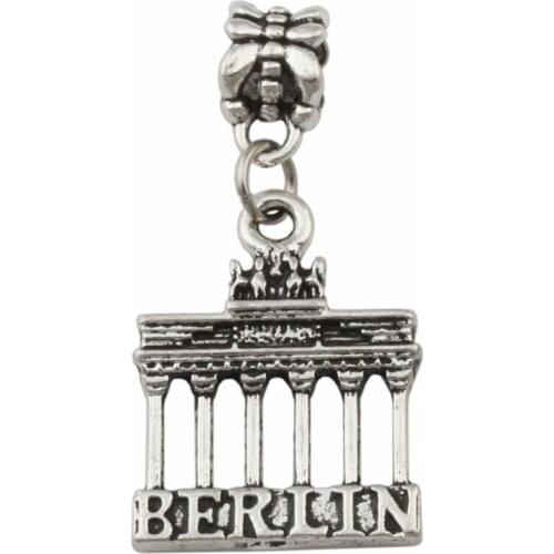100pcs Zinc Alloy Brandenburg Gate Berlin Landmark Trip Charms Big Hole Beads Fit European Charm Bracelet Jewelry