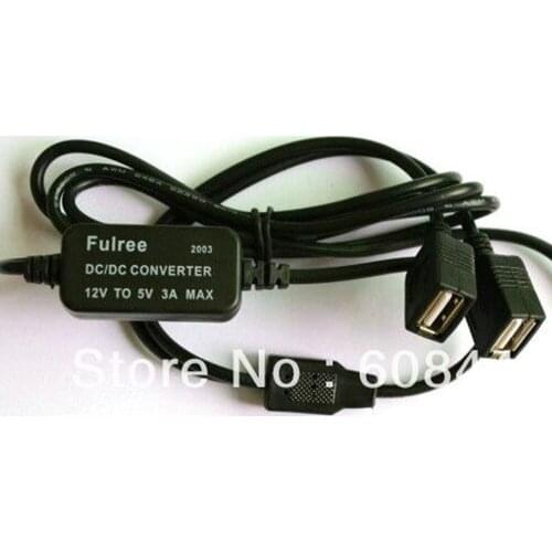 12V(8-22) Convert to 5V DC Converter Buck Module Double USB Output Power Adapter 1M Waterproof 10PCS/Lot