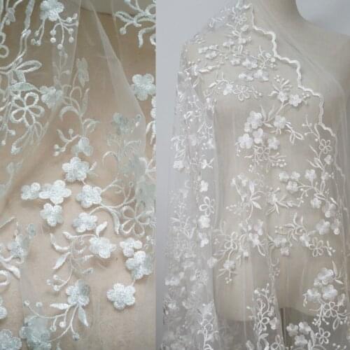 135cm white Wedding bridal Dress Applique DIY Bridal Headdress scarf veil Embroidered Lace Fabric Patch free shipping