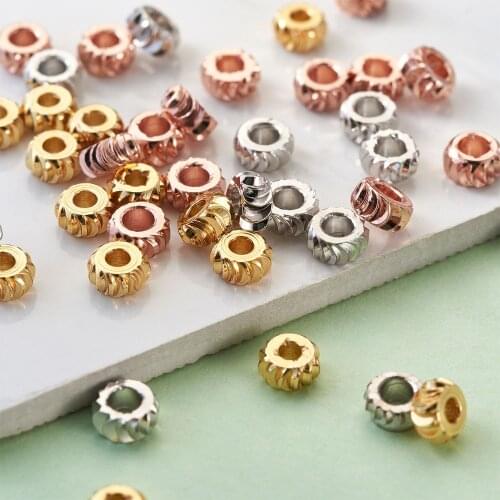 150pcs Rose Gold/Golden/Platnium Brass Spacer Beads Flat Round Metal Loose Beads for Jewelry Making DIY Bracelets Earrings