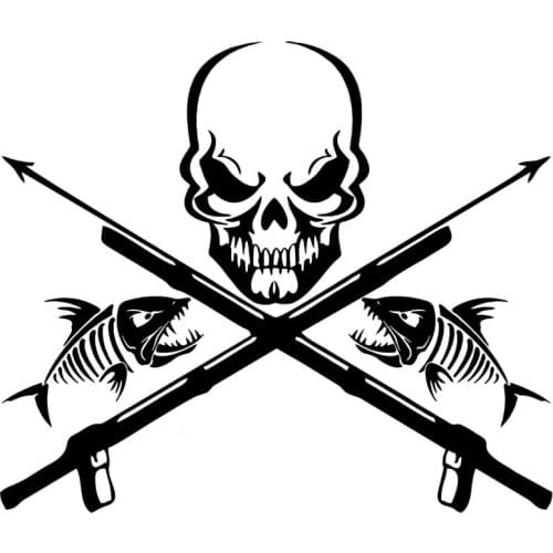 20.3*17.3CM Fish Reaper Skull Skeleton Speargun Car Sticker Classic Fashion Body Decoration Accessories C6-0631