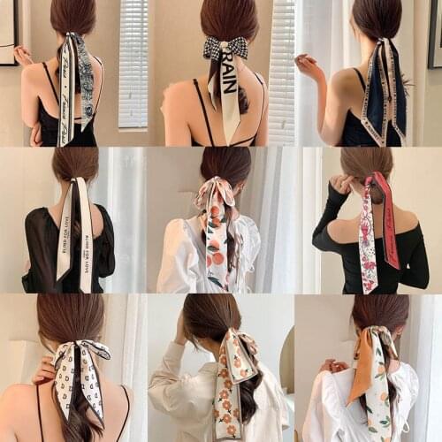 2021New Long Hairband Ribbon Bag Scarfs Hair Tie Design Silk Skinny Scarf Lady Belt Striped Female Luxury Brand Neck Headband