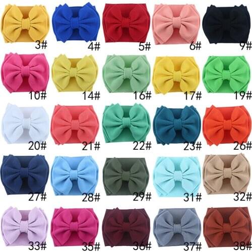 25 pcs/lot, 7 inches Large Double Layered Hair Bow Turban Head wraps, Baby Girls Waffle Knit Bow headbands hair accessories