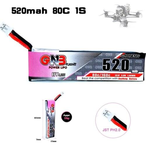3/5PCS GAONENG GNB 3.8V 1S 520mAh 80C Lipo Battery with PH2.0 Plug For Emax Tinyhawk Kingkong LDARC TINY7 Rc Racing Drone Parts