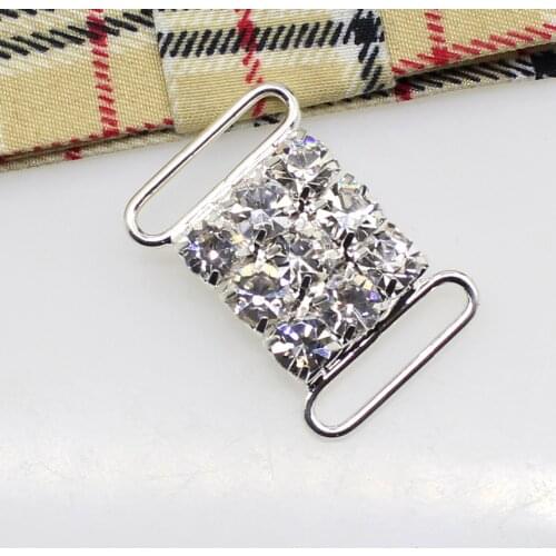 30mm DIY 10 pcs. Silvering Crystal Rhinestone Bikini Connector Buckles Embroidered Wedding Dress Accessories