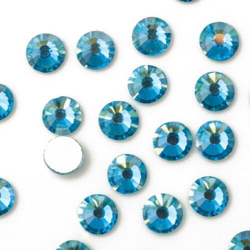 Aquamarine AB (202 AB) Non Hotfix Nail Rhinestones SS16,SS20 Flatback Glass Adhesive Diamond Stones For Garment Accessories