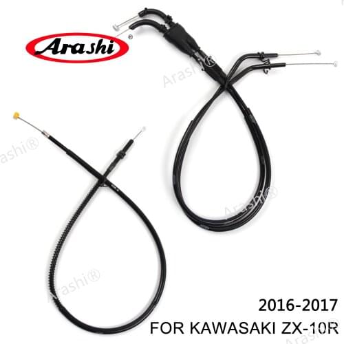 Arashi Motorcycle Accessories Throttle & Clutch Cables Stainless Lines for KAWASAKI ZX-10R 2016 - 2017 ZX10R ZX 10R Ninja 1 Set