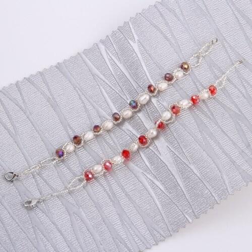 100% nature freshwater pearl bracelet with small crystal beads