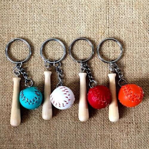 20pcs/lot baseball key chain cute key ring for women 3D baseball bat keychain key holder portachiavi bag charm free shipping
