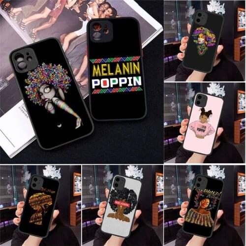 Melanin Poppin Aba Black Girl Phone Case For iphone 12 11 8 7 plus mini x xs xr pro max matte transparent cover