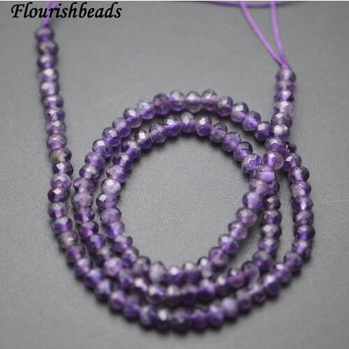 Faceted Rhombus Cutting Natural Amethyst 3x4mm Rondelle Stone Spacer Loose Beads High quality Jewelry